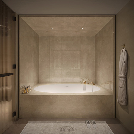 Salles de bains de luxe par MOMA Design pour les résidences du Mandarin Oriental.