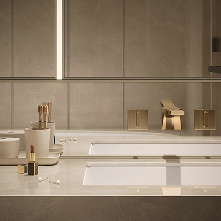 MOMA Design created the built-in washbasins for the Mandarin Oriental Residences in New York.