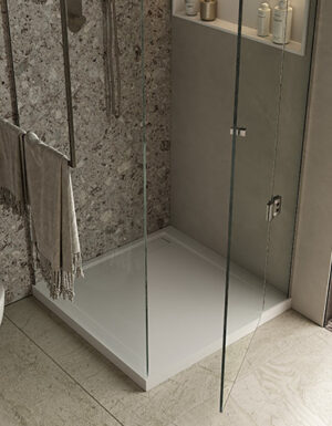 Shower cabins with hinged opening