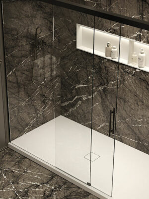 shower tray in Stonage MOMA Design model Minimum, bon sliding shower enclosure