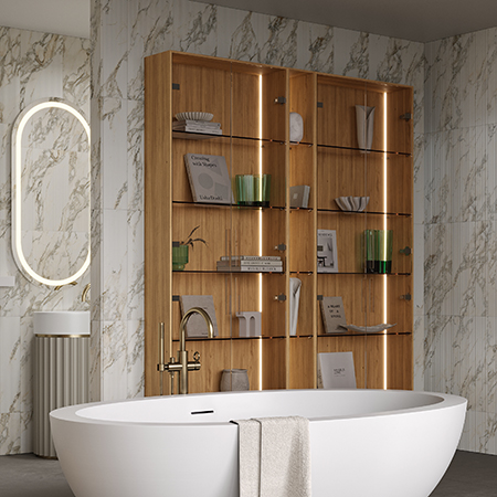 boiserie in vetro e rovere