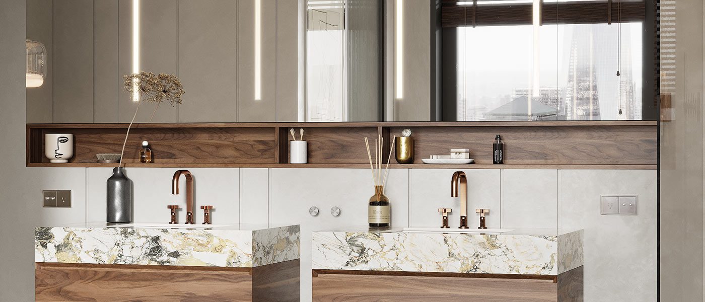copertina2-niche-h-nicchia-orizzontale-da-incasso-in-white-stonage,legno,gres nicchia orizzontale in legno MOMA Design installata sotto specchio contenitore