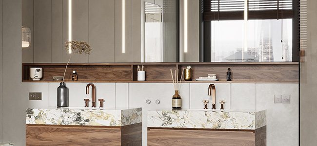 copertina2mobile-niche-h-nicchia-orizzontale-da-incasso-in-white-stonage,legno,gres nicchia orizzontale in legno MOMA Design installata sotto specchio contenitore