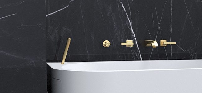 copertina2mobile-sapphire-wall-vasca-amuro-in-white-stonage zoom vasca contro una parete modello Sapphire Wall in Stonage firmata MOMA Design, con foro per doccino