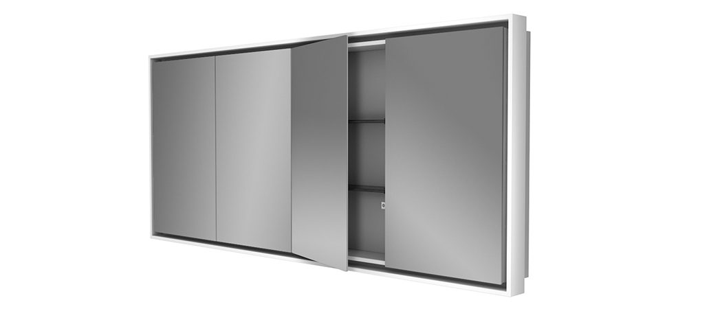 dettaglio-mirr-reverse-wall-horizontal-led-specchio-contenitore-con-anta-e-specchio-interno render specchio MOMA Design modello Mirr reverse led wall horizontal