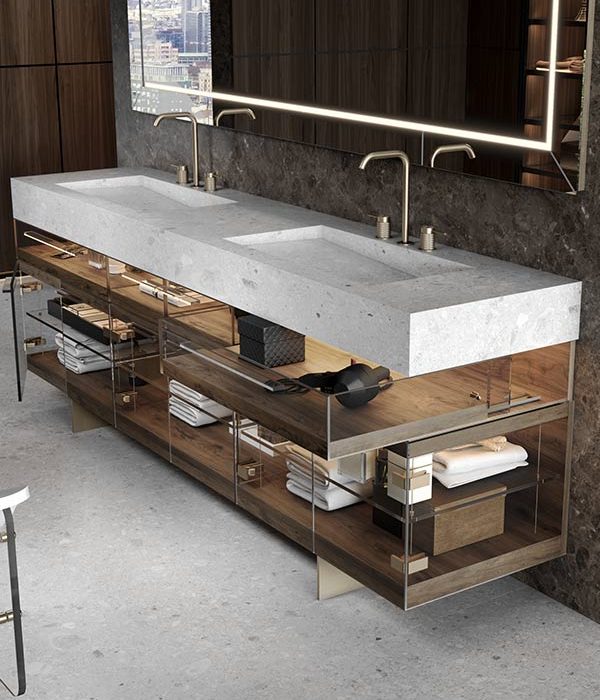 dettaglio1-eleganceglass-mobile-sospeso-o-in-appoggio-senza-spalle.jpg mobile a terra MOMA Design modello Elegance glass con piano lavabo in gres